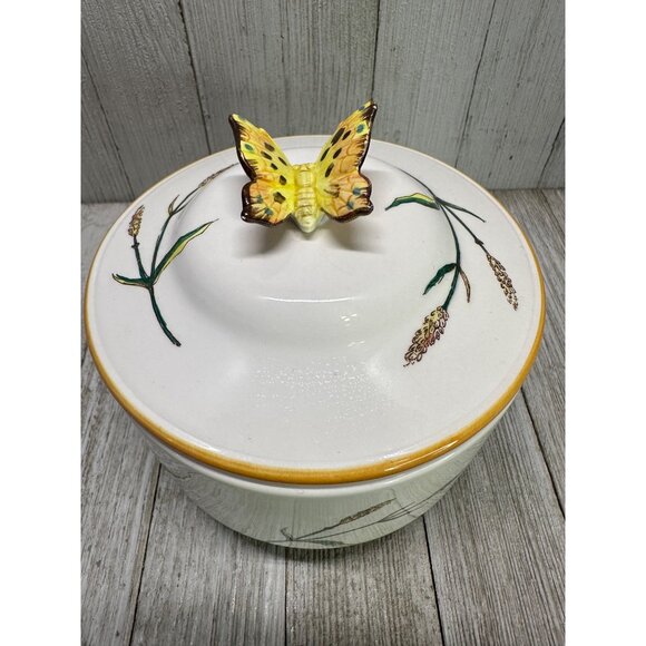 Vintage The Haldon Group Trinket Dish Covered Butterfly Top Handle 1983 Japan - Picture 2 of 10